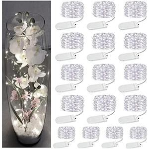 16 Pack LED Fairy Lights Battery Operated - 10FT 30LED Copper Wire Mason Jar String Lights, IP65 Waterproof, Bendable for Indoor/Outdoor, Christmas, Wedding, Party, Camping Decor