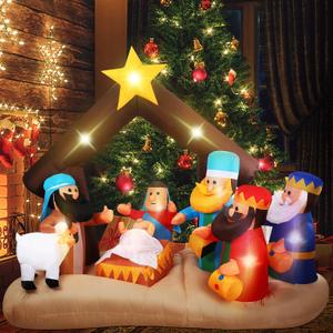 Sosation 6.5 ft Christmas Inflatable Nativity Scene Decoration Jesus Blow up Christmas Inflatable with LED Lights for Indoor Outdoor Yard Garden Decor(Classic)