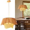 ADCTHOME Rattan Pendant Light Fixture, 3-Lights Boho Hanging Light Fixture,Hand-Woven Wicker Flush Mount Hanging Lamp, Adjustable Chandelier for Kitchen Island Dining Room Living Room Hallway