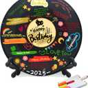 pwvsayjcj Vinyl Record Birthday Decorations, Happy Birthday Party Favor Sign Poster, Large Guest Book 11.6" x 11.6"