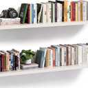 Floating Bookshelves for Wall - Wall Mounted Bookshelf Set of 4, U-Shaped Hanging Bookshelf for Bedroom, Living Room & Office, Wall Book Shelf for Home Decor & Storage (White, 31.5, 2)
