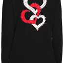 SODSHY Women's Valentine's Shirts Cute Heart Graphic T-Shirt Casual Crewneck Long Sleeve Tops (Black, M)