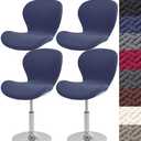 HFCNMY Stool Covers,Stretch Bar Stool Covers with Backs-Jacquard Barstool Seat Cover,Washable Barstool Cover Slipcovers with Elastic Bands (4PCS,Blue)