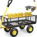 Sekey 1000lbs Heavy Duty Steel Garden Cart for Yard & Farm, Utility Wagon with Removable Sides (Convert to Flatbed), 10" Rubber Tires, Black
