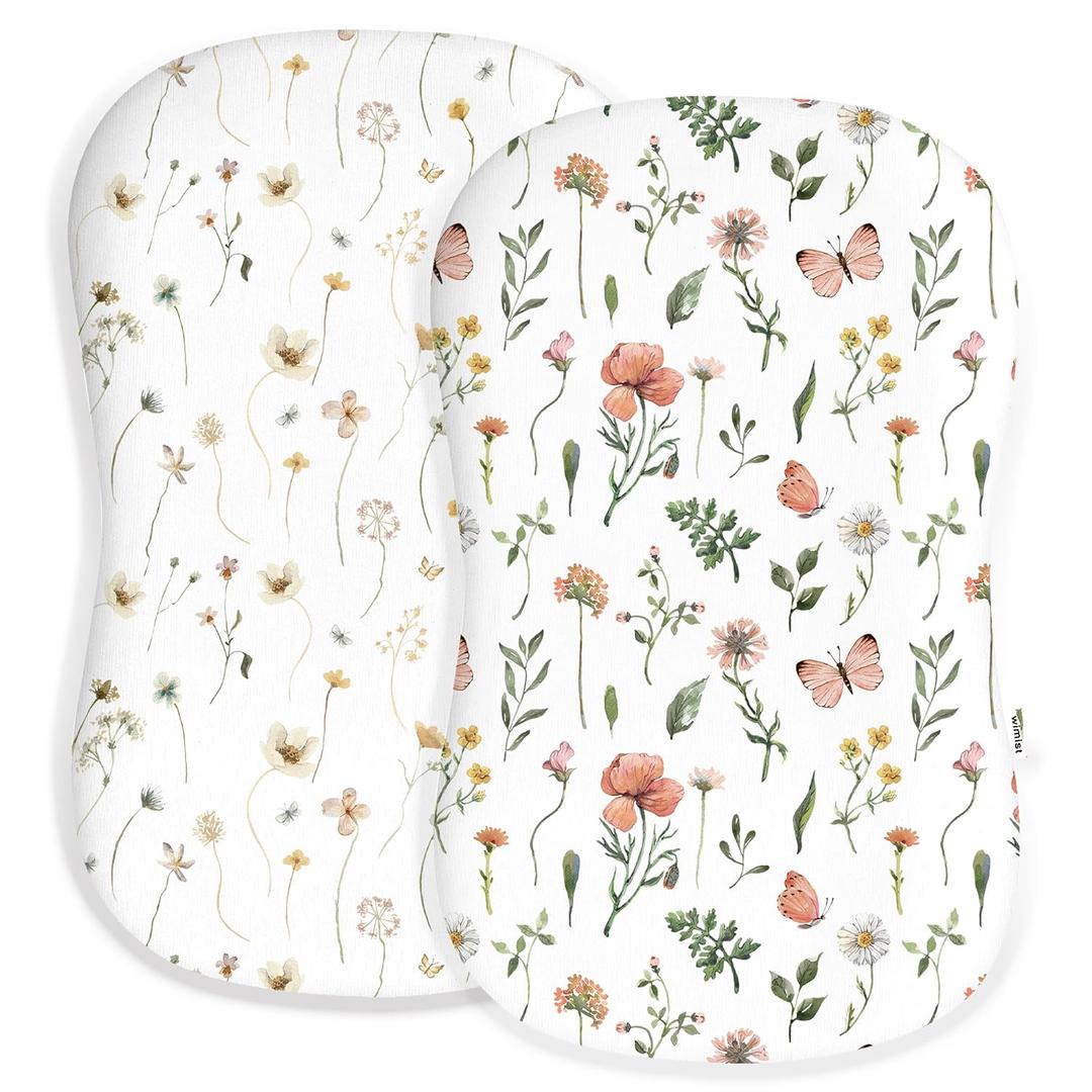 Baby Lounger Cover for Boys and Girls, Soft Breathable Polyester Cover, Fits Most Lounger Pillows, Cute Patterns, Durable and Machine Washable (Butterfly Garden, Envelope)