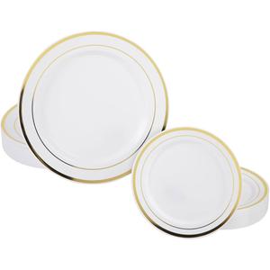 50 PCS Gold Plastic Plate, Disposable Party Plates, Plastic Plates for Party, Wedding and Birthday, Small