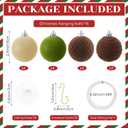 16 Pcs Christmas Ceiling Hanging Decorations Large Christmas Ball Ornaments Flocked Velvet Balls, Brown Beige Green Neutral 2.4 Inches Shatterproof DIY with Hook and Fishing Line for Wall Tree Garland