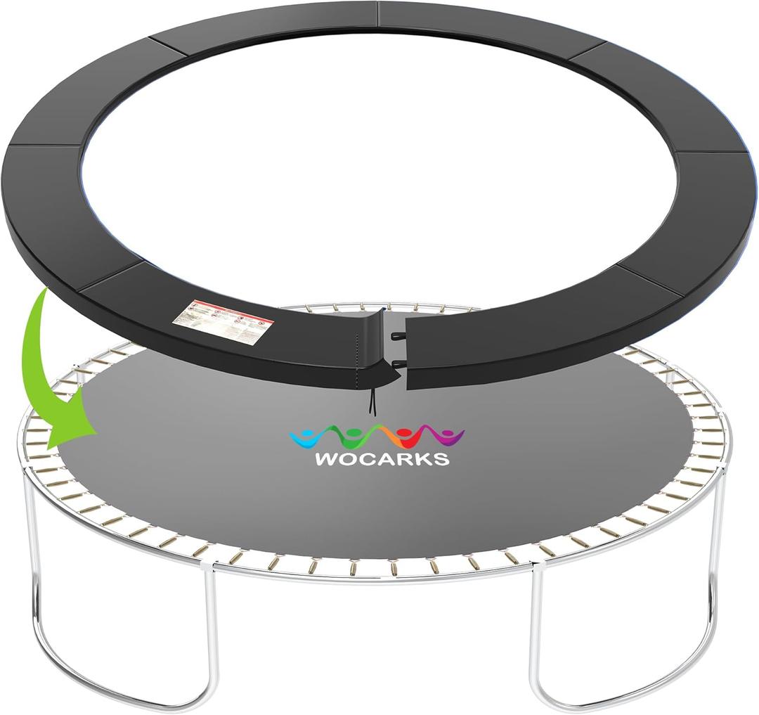 Trampoline Pad, 10ft 12ft 14ft 15ft 16ft Trampoline Replacement Safety Pad, Waterproof and Tear-Resistant Safety Spring Cover Round Frame Pad (Black)