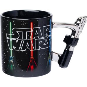 Silver Buffalo Star Wars Logo with Lightsaber 20oz Shaped Handle Ceramic Mug