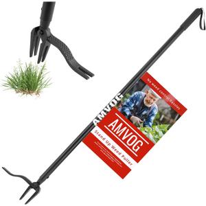 46'' Stand-Up Weed Puller Tool - Reinforced Upgraded Version with Long Handle, Made of Aluminum Alloy Design, Roots Remover for Garden & Lawn Care, Easily Remove Weeds Without Bending