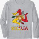Sicilia, Sicily Trinacria Long Sleeve T-Shirt, Grey, Small 