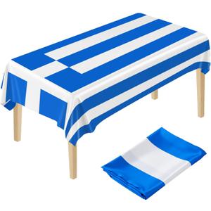Oudain Greek Party Decorations Greek Tablecloth Satin Greece Flag Tablecloth Rectangular Table Cover for Kitchen Dining Decor Party Family Gatherings Outdoor Events (59 x 83 Inch)