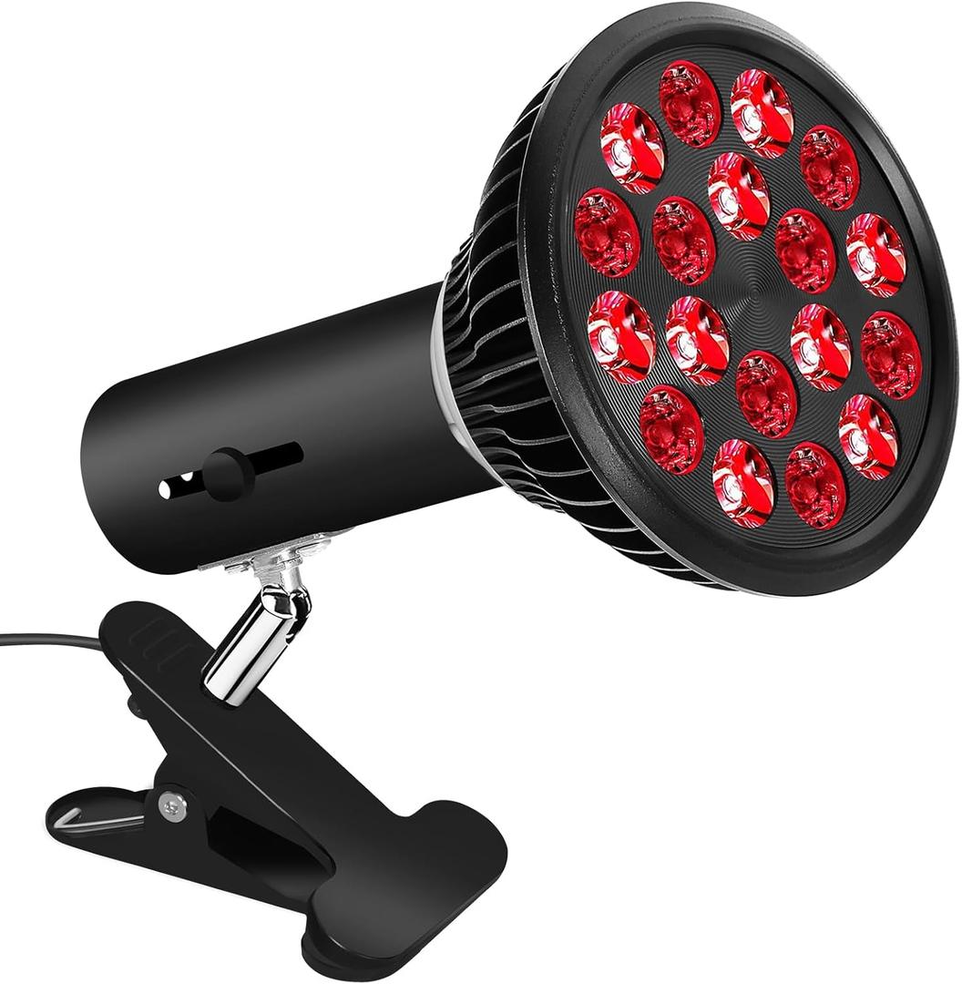 Red Light Therapy Bulb with Adjustable Socket Clamp, 18 LEDs Red & Infrared Light Therapy Device for Skin Care & Pain Relief