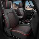 for Jeep Wrangler Seat Covers 4 Door JL 2026 2025 2024 2023 2022 2021 2020 2019 2018 Custom Seat Cover Full Set Faux Leather Without Rear Cup Holder- BlackRed