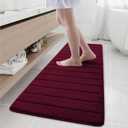 Buganda Memory Foam Bath Mat, 59" x 20", Ultra Soft and Non-Slip Bathroom Rugs, Water Absorbent and Machine Washable Bath Rug Runner for Bathroom, Shower, and Tub, Burgundy