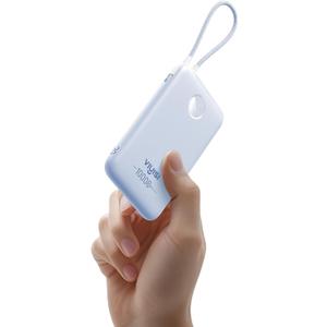 VIYISI Slim Portable Charger Power Bank 10000mAh, PD 20W Fast Charging Compact Battery Pack with Built-in USB C Cable, Travel Essential Compatible with iPhone 17 16 15, Samsung, Android - Blue