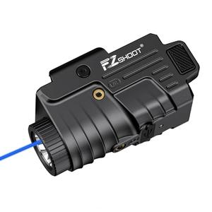 EZshoot 800 Lumens Pistol Light Laser Combo Rechargeable, Pistol Flashlight with Slidable Rail Compatible with GL and Picatinny Rail, Gun Light with Blue Laser Beam