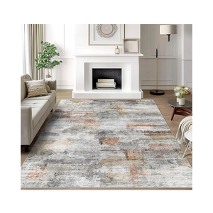 vivorug 5x7 Area Rugs - Ultra-Thin Washable Rug with Non-Slip Backing, Ideal for Living Room, Bedroom, Kitchen Floor Carpet - Modern Abstract, Easy Clean, Durable, Low Pile Gray/Rust
