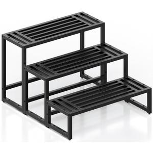 Metal Heavy Duty Plant Stand Indoor Outdoor,3 Tier Ladder Plant Stands Riser,Wrought Iron Plant Shelves for Multi Large Pots,Black Tiered Flower Display Holder for Living Room,Patio,1-Pack