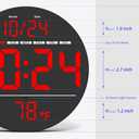 Digital Wall Clock with Large LED Display, Date, Temperature, Auto-Brightness | Small [PLUG-IN] Clock | Modern Electric Wall Clock for Bedroom, Classroom, Living Room, Home, Office, Farmhouse Red