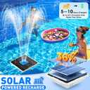 Upgraded Solar Pool Fountain with Lights,9.5'' Large Solar Floating Pool Fountain with Anchor, Above Ground Pool Water Fountains Pump,Swimming Pool Fountains for Inground Pool Blue-1PC