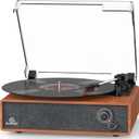 Vinyl Record Player Built-in Stereo Speakers Vintage Turntable Vinyl Records LP Phonograph Belt Drive 3 Speed 3 Size Support Wireless Input RCA Output Auto Stop Tone Adjustment Retro Wooden Walnut Red