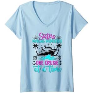 Womens Making Memories Sisters Cruise Trip 2025 Sisters Vacation V-Neck T-Shirt M