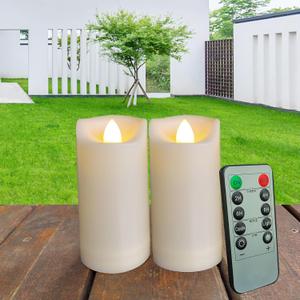 2"x4" Outdoor LED Battery Operated Candles with Timer/Remote Plastic Flickering Waterproof Flameless Candles Wedding Party Halloween Christmas Birthday Decoration Realistic Slim Tall Pillar Candles