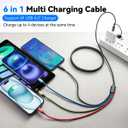 6 in 1 Multiple Charging Cable, 2Pack 6Ft Multi Chargers Cord for All Devices Braided USB A/C to Lightning/Type C/Micro USB Ports Universal Charger Cable for iPhone Series/Samsung/Tablets/PS and More