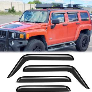 4pcs Original Shatterproof Rainproof Side Window Wind Deflectors for 2005-2009 Hummer H3,Tape-on Rain Guards Sets,Nice Looking Window Visors for Cars,Vent Deflector for 05-09 Hummer H3 94501