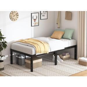 QEROMY Twin XL Bed Frames - 18 in Sturdy Platform Bed Frame Twin XL, Heavy Duty Metal Bed Frame No Box Spring Needed, Quick & Easy Assembly, No Noise, Black