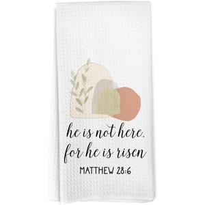 Christian Easter Jesus Kitchen Towels, Religious Easter Hand Towels for Bathroom Decor, He is Risen Bible Verse Jesus Resurrection Dishcloths Dish Towel for Kitchen 16x24 Inches