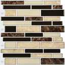 LONGKING 10-Sheet Brown Peel and Stick Backsplash Tile for Kitchen, Vinyl 3D Self-Adhesive Tile Stickers for Kitchen, Bathroom, Counter Top
