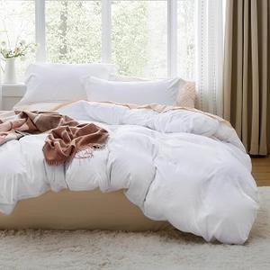 Bedsure Bright White Duvet Cover King Size - 3 Pieces Prewashed Cotton-Like Extra Soft Bedding Set, Includes 1 Duvet Cover 104x90 Inches with Zipper Closure & 2 Pillow Shams, Comforter Not Included