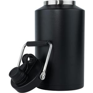 Kerilyn Insulated Jug with Handle, One Gallon, 128oz Stainless Steel, Large Double Vacuum Water Bottle for Hot & Cold Drinks, Wide Mouth, Sweat Proof, Great for Travel, Hiking & Camping, Black