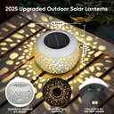 2 x Solar Lanterns Outdoor Waterproof: 2 Pack White Hollow Out Metal Solar Lights - 2 Lighting Colors Outside Garden Yard Porch Indoor Tabletop Retro Decorations - Unique Gifts for Women Mom Wife