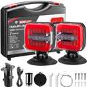 inhtgeas Wireless Trailer Lights Magnetic - Adjustable Magnetic Tow Light with 2 Mounting Options Rechargeable Towing Tail Light Kit Reverse Light for Trucks, Boat, RV, Vehicle, Caravan