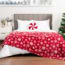 PAVILIA Christmas Throw Blanket | Red Snowflake Christmas Fleece Blanket | Soft, Plush, Warm Winter Cabin Throw, Twin 60x80 (Red/White Snowflake)