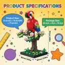 Macaw Parrot Building Blocks Set with Cherry Blossom Tree Micro Mini Bricks Botanical Bird Toy DIY Desk Decor Home Office Display Ornament Creative Hobby Gifts for Adults Teens