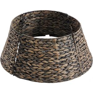 Christmas Tree Collar, Tree Skirt, Woven Hyacinth Rattan 4-Panel Tree Collar w/Cord Access Hole & Easy Lock Design