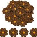 MECCANIXITY Flower Iron-on Patches Embroidered Sew Flower Patch Appliques Repair Patches for Clothing Repair Backpack Shoes Decoration 90x90mm/3.54x3.54 Pack of 30(Brown)