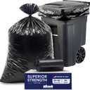 Plasticplace 64-65 Gallon Black Trash Bags, Heavy Duty Toter Can Liners, Tear & Leak-Proof, Industrial Strength, 25 Count, Large Garbage Bags for Kitchen & Commercial Use 1.2 Mil, 50" x 60"