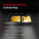 Oil Pan w/Drain Plug, Transmission Oil Pan for Ram 1500 2013-2021 | for Ram 2500 3500 2019-2021, for Ram 1500 Classic 2019-2021, for Jeep Grand Cherokee 2014-2021, 265-850, 265850, 68225344AA
