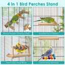 DBNESS 4 Pcs Bird Perch with Swing, Parrot Perches Platform with Chew Blocks, Natural Climbing Ladder Bridge Colorful Hammock for Budgies, Cockatiels, Lovebirds, Finches