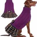 KYEESE Dog Sweater Warm Dog Sweater with Bowtie for Holiday Stretchy Dogs Clothes Warm Pullover Pet Sweaters for Medium Dogs Girl, Purple, XX-Large
