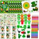 72 Pcs St Patrick's Day Coloring with Crayons Book Party Favors BulkSaint Patricks Day Goodie Bags Fillers Games Gift Craft DIY Kit Face Stickers Tattoo Stamps for Classroom Party