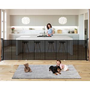 19.7ft Retractable Baby Gates Dog Gate - 236" Extra Wide Expandable Child Safety Gate,37" Tall Toddler Pet Mesh Gate with Reinforced Strips for Doorways,Stairs,Hallways,Outdoor & Indoor Large Openings