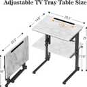 Adjustable Height Tv Tray Table,Portable Folding Tv Dinner Snack Table,Small Foldable C-Shaped End Table for Eating,Slide Under Couch Side with Sturdy MDF Top,No Assembly(White Marble+Black), 20.47 inches x 14.96 inches x 29.53 inches