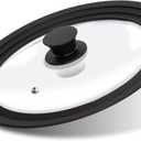 Lerykin Tempered Glass Lid - Universal Lid with Heat Resistant Silicone Rim for Pots, Pans and Skillets - Pan Cover Replacement Lid Fits 10", 11" and 12" Diameter Cookware