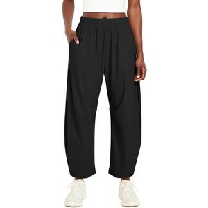 Ugerlov Womens Barrel Ankle Pants Quick Dry Lightweight Hiking Pants Wide Leg Baggy High Waisted Trousers with Pockets, Black M